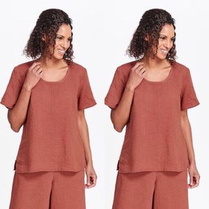 Flax Fundamental Linen Tee sz S Terra Cotta
